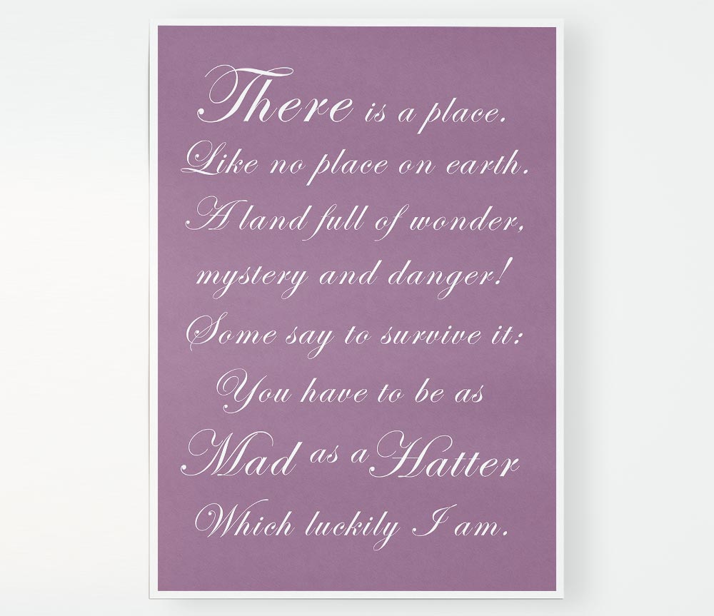 Alice In Wonderland As Mad As A Hatter Dusty Pink Print Poster Wall Art