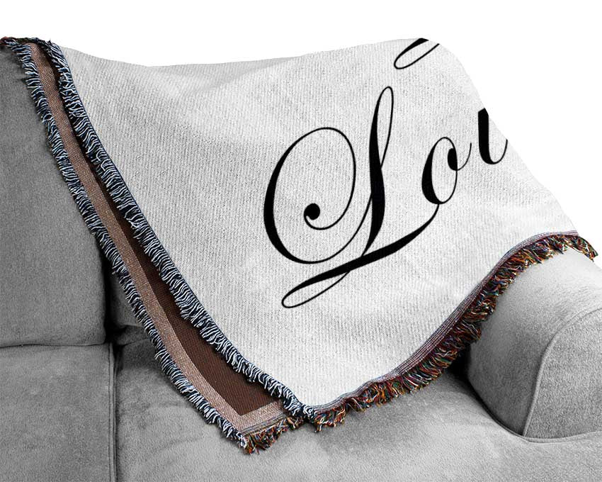 Kitchen Quote Eat Laugh Love White Woven Blanket