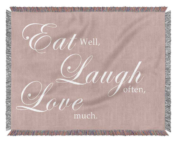 Kitchen Quote Eat Laugh Love Vivid Pink Woven Blanket