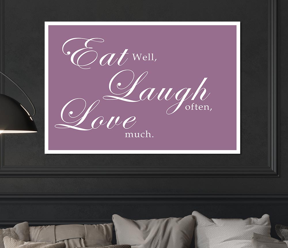 Kitchen Quote Eat Laugh Love Dusty Pink Print Poster Wall Art