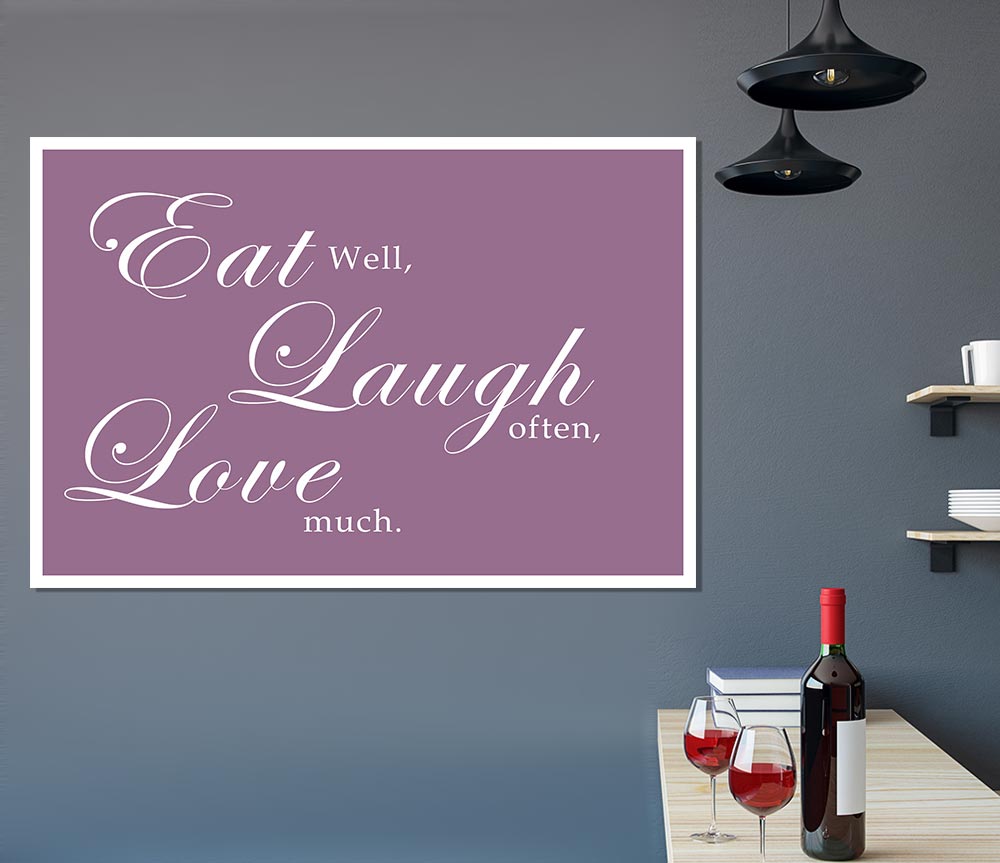 Kitchen Quote Eat Laugh Love Dusty Pink Print Poster Wall Art