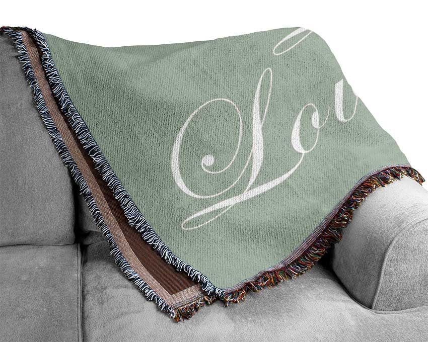 Kitchen Quote Eat Laugh Love Beige Woven Blanket