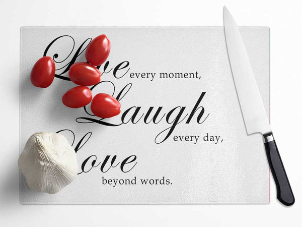 Love Quote Live Laugh Love 2 White Glass Chopping Board