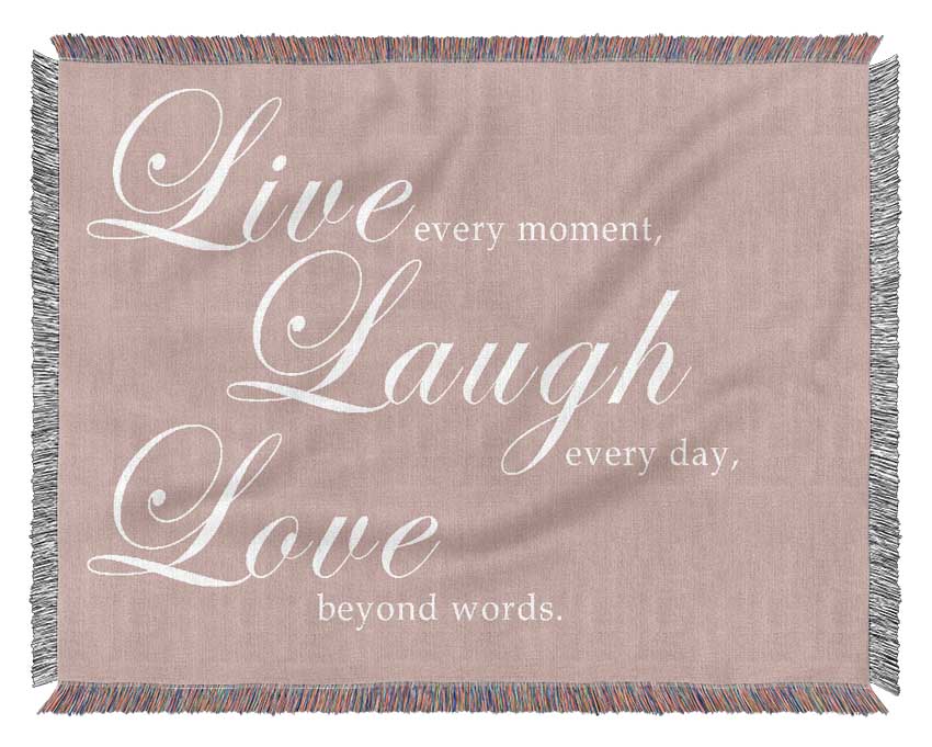 Love Quote Live Laugh Love 2 Vivid Pink Woven Blanket