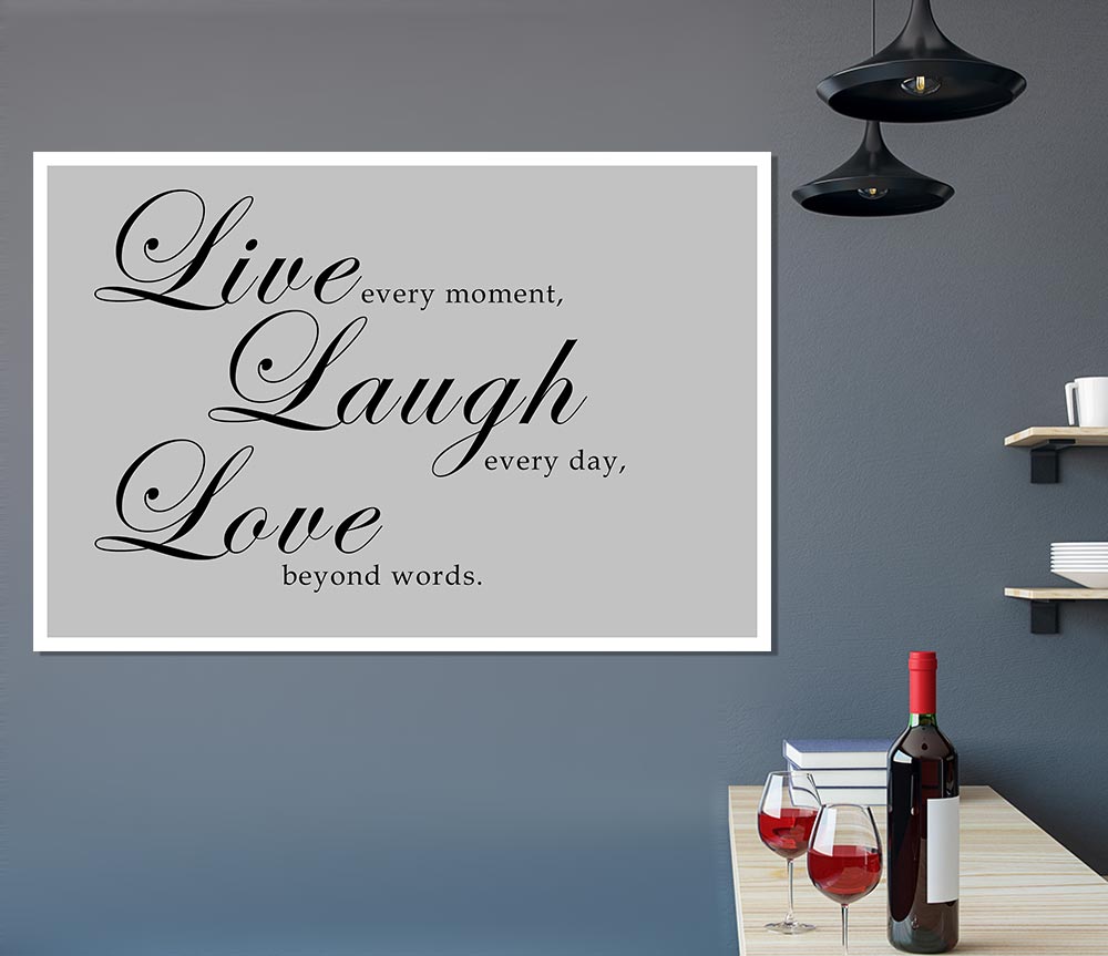 Family Quote Live Laugh Love 2 Grey Print Poster Wall Art