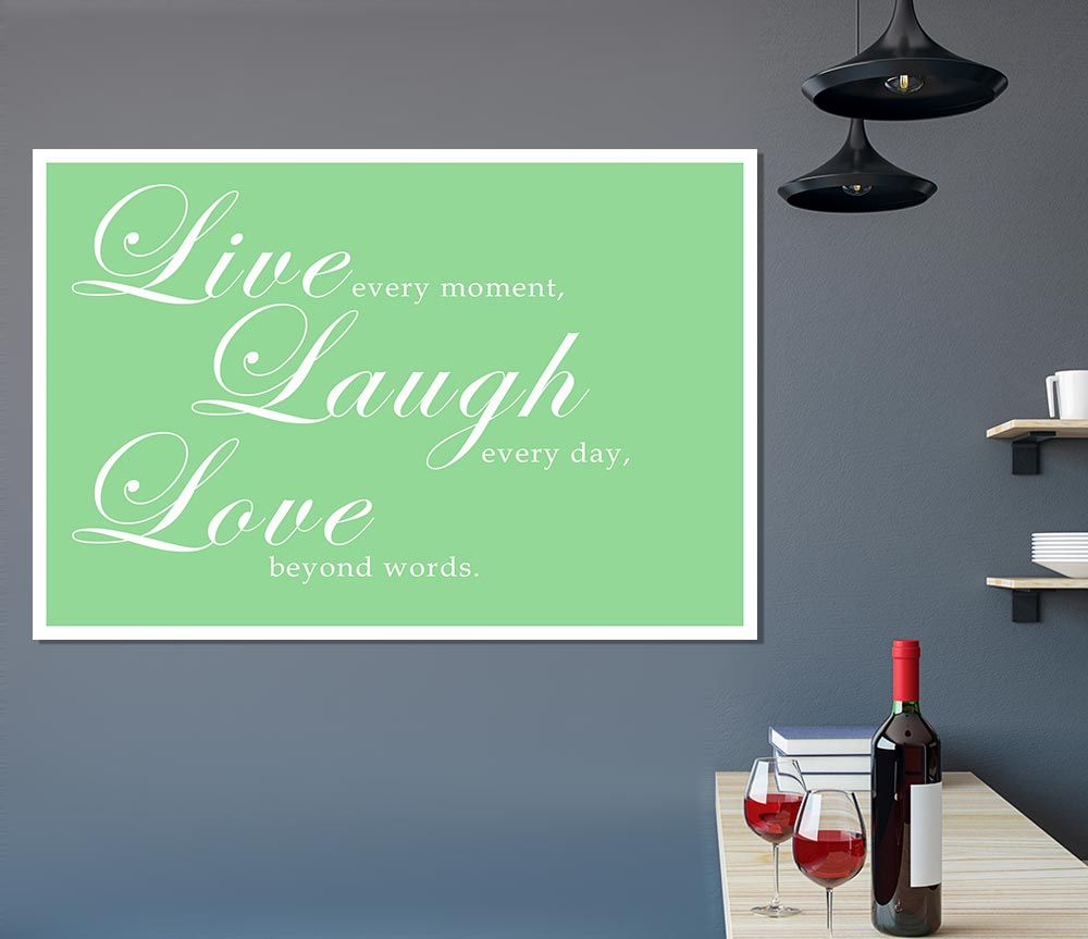 Family Quote Live Laugh Love 2 Green Print Poster Wall Art