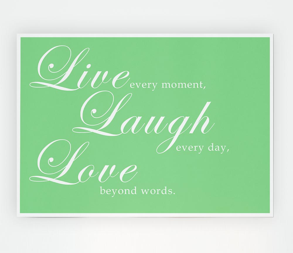 Family Quote Live Laugh Love 2 Green Print Poster Wall Art