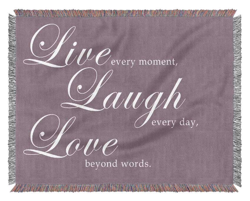 Family Quote Live Laugh Love 2 Dusty Pink Woven Blanket