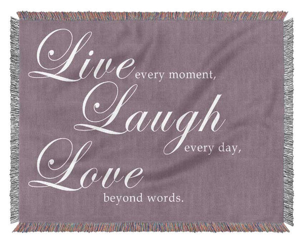 Family Quote Live Laugh Love 2 Dusty Pink Woven Blanket