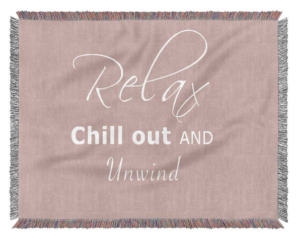 Bathroom Quote Relax Chill Out Vivid Pink Woven Blanket