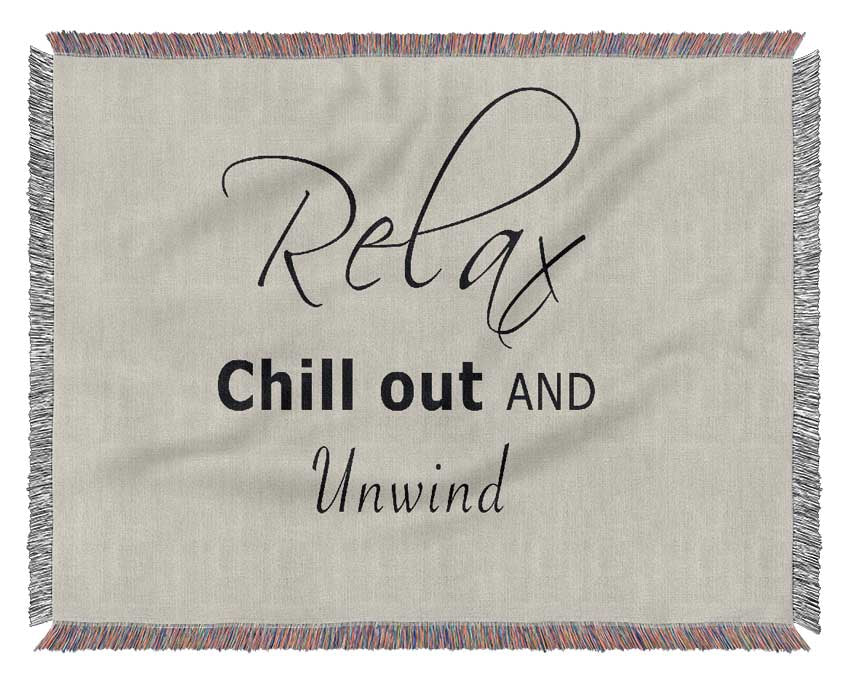 Bathroom Quote Relax Chill Out Grey Woven Blanket