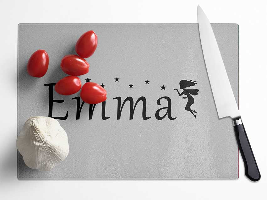 Your Name In Fairy Dust Grey Glass Chopping Board