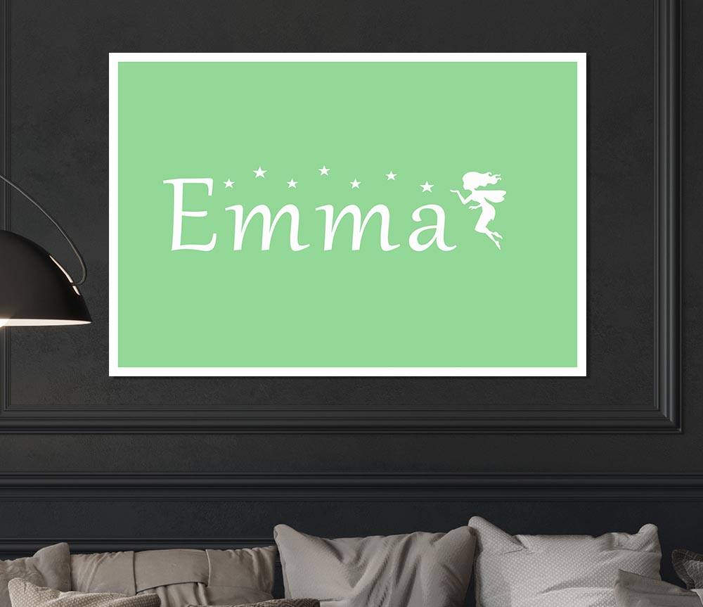 Your Name In Fairy Dust Green Print Poster Wall Art