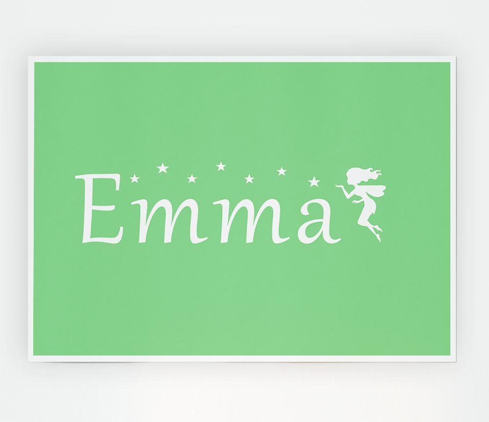 Your Name In Fairy Dust Green Print Poster Wall Art