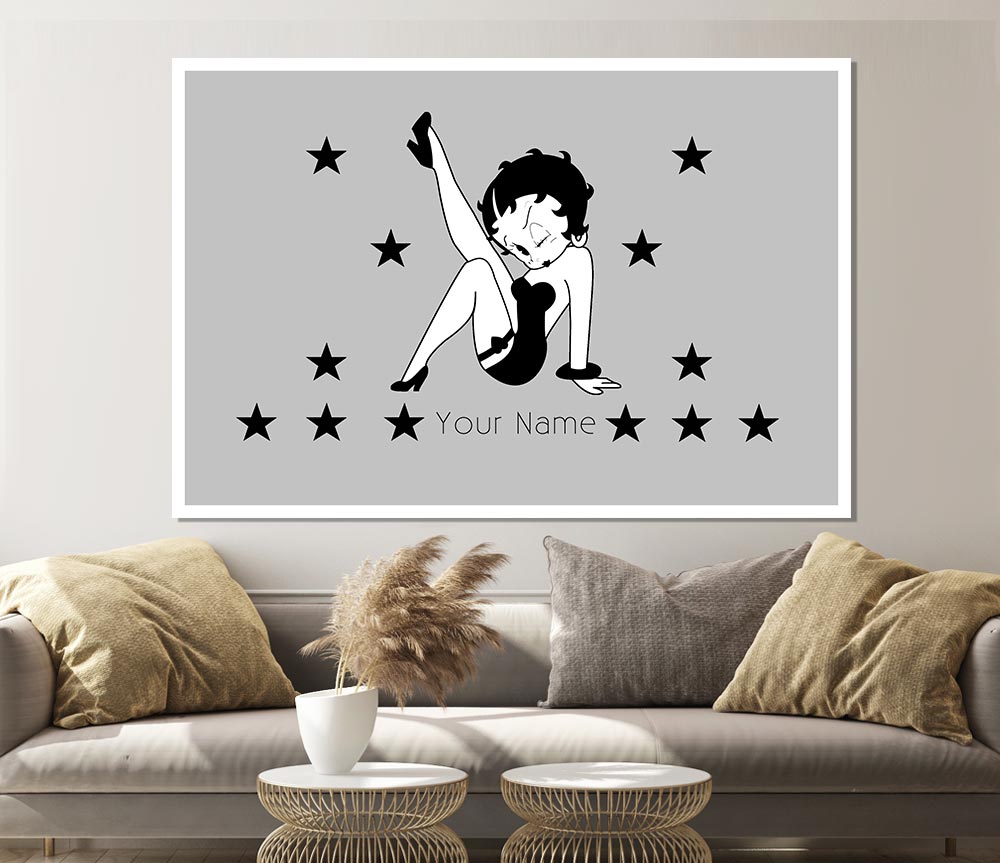 Girls Room Quote Betty Boop Your Name Stars Grey Print Poster Wall Art