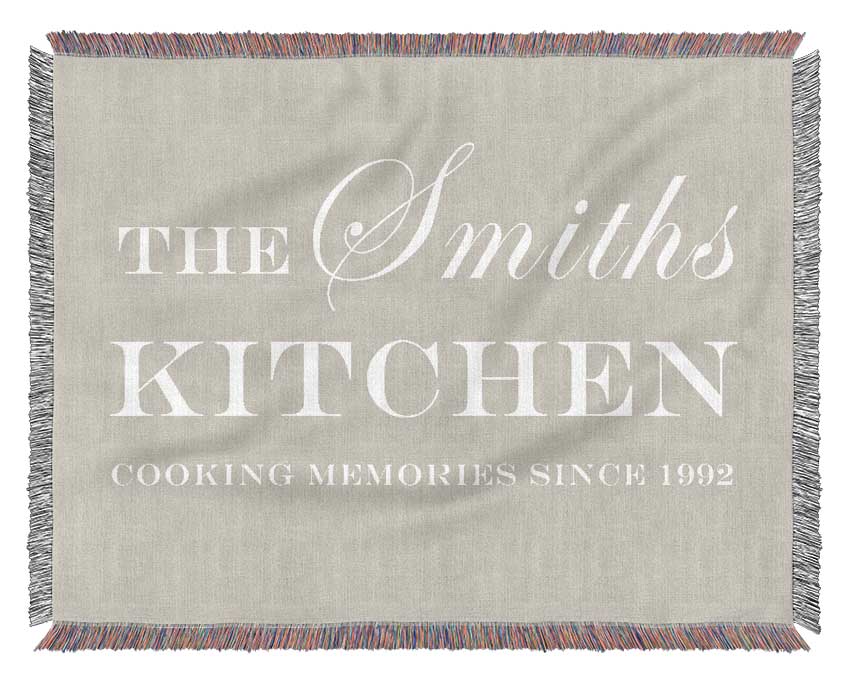 Kitchen Quote Your Family Name And Date Kitchen Pink Woven Blanket