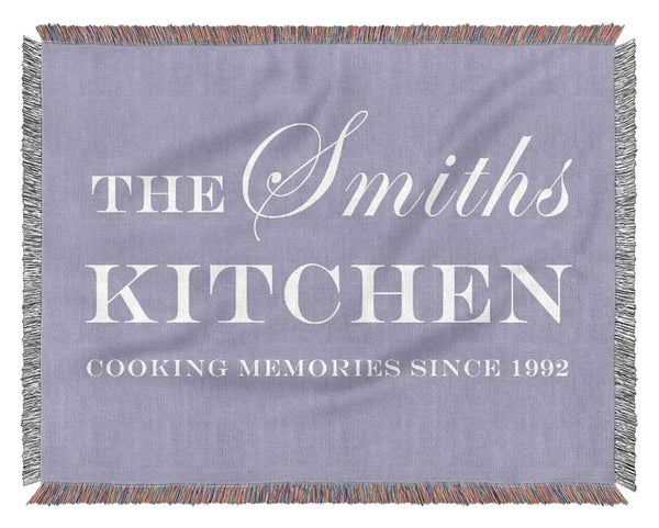 Kitchen Quote Your Family Name And Date Kitchen Lilac Woven Blanket