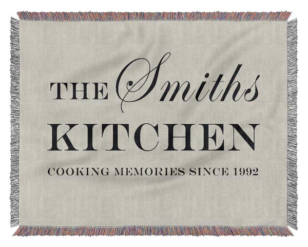 Kitchen Quote Your Family Name And Date Kitchen Grey Woven Blanket