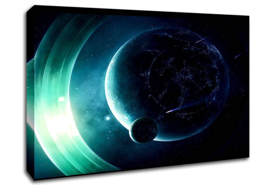 Picture of A Planet With Light Rings Canvas Print Wall Art