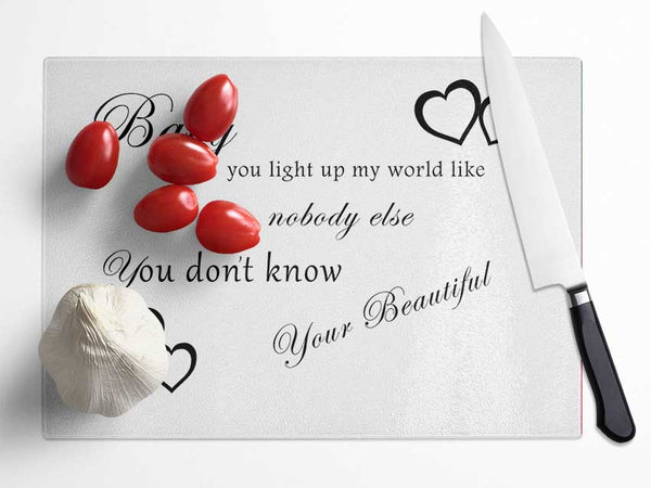 Baby You Light Up My World 1D White Glass Chopping Board