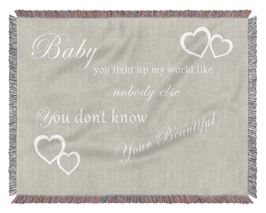 Music Quote Baby You Light Up My World 1D Pink Woven Blanket