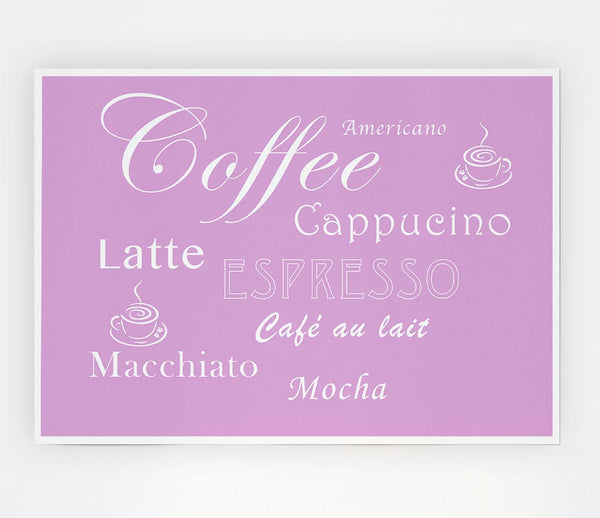 Kitchen Quote Coffee Delight Pink Print Poster Wall Art