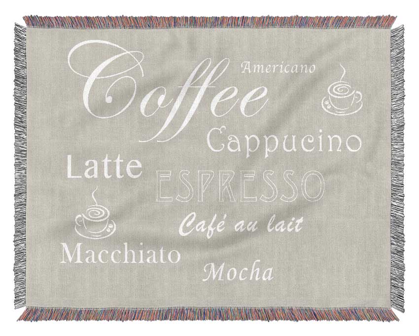 Kitchen Quote Coffee Delight Pink Woven Blanket