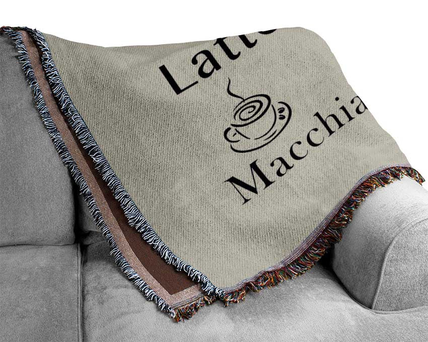 Kitchen Quote Coffee Delight Grey Woven Blanket