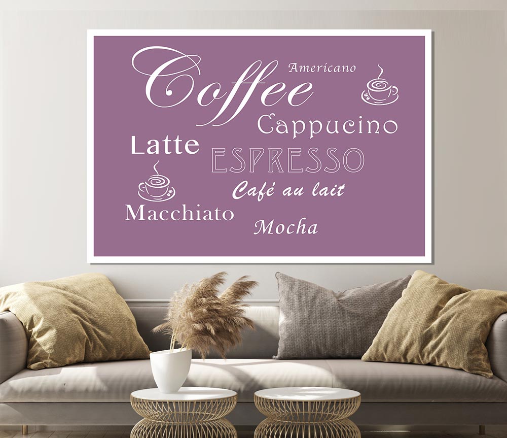 Kitchen Quote Coffee Delight Dusty Pink Print Poster Wall Art