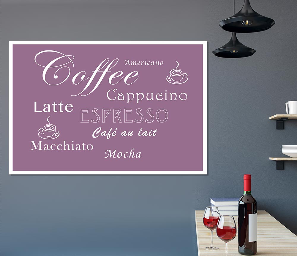 Kitchen Quote Coffee Delight Dusty Pink Print Poster Wall Art