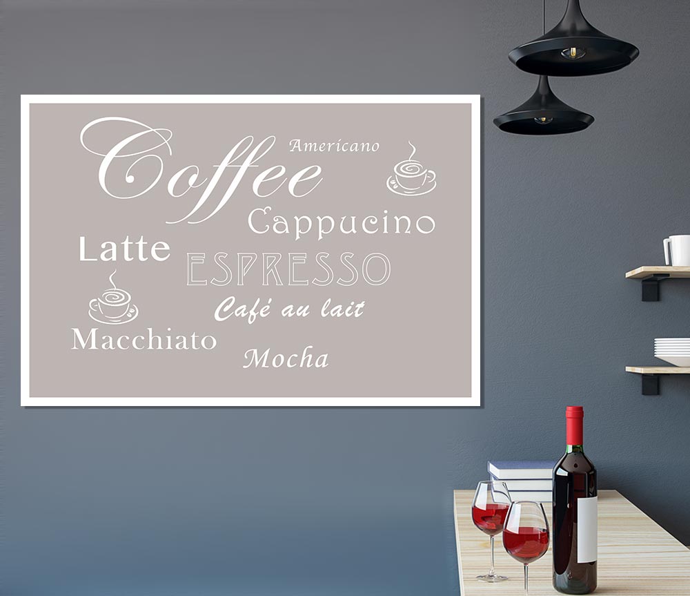 Kitchen Quote Coffee Delight Beige Print Poster Wall Art