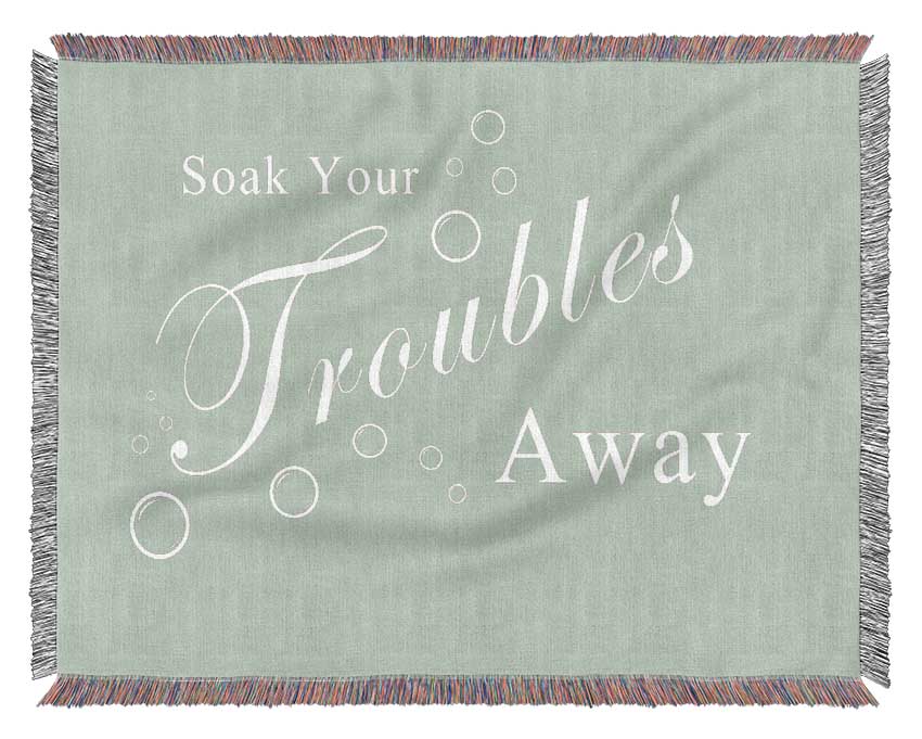 Bathroom Quote Soak Your Troubles Away Beige Woven Blanket