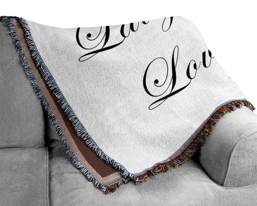 Love Quote Live Laugh Love White Woven Blanket