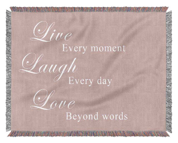 Love Quote Live Laugh Love Vivid Pink Woven Blanket