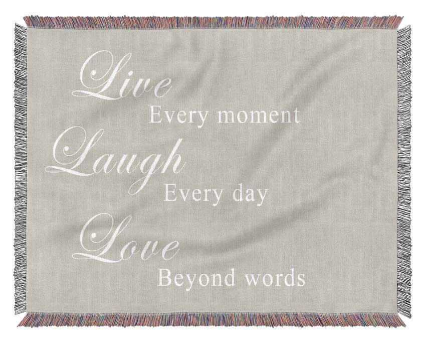 Love Quote Live Laugh Love Pink Woven Blanket