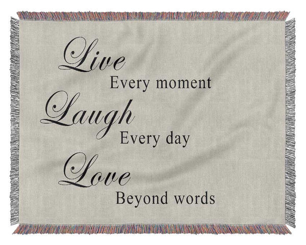 Love Quote Live Laugh Love Grey Woven Blanket