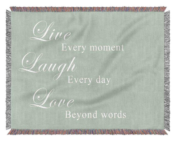 Love Quote Live Laugh Love Beige Woven Blanket