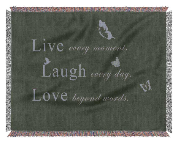 Love Quote Live Every Moment Chocolate Woven Blanket