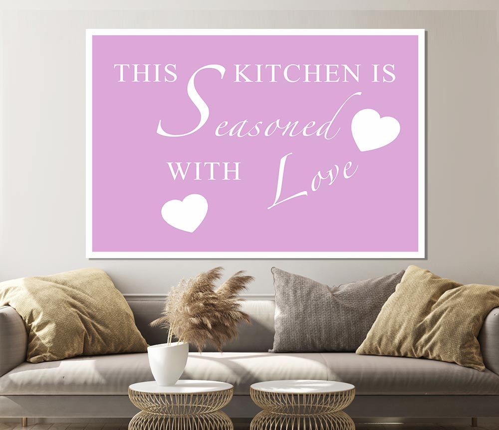 Kitchen Quote This Kitchen Is Seasoned With Love Pink Print Poster Wall Art