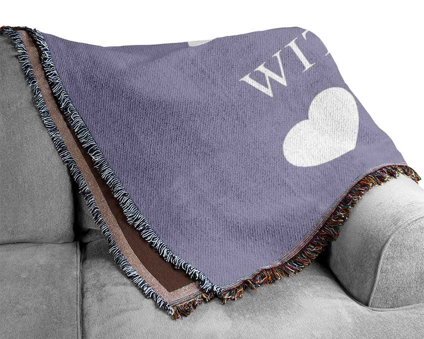 Kitchen Quote This Kitchen Is Seasoned With Love Lilac Woven Blanket