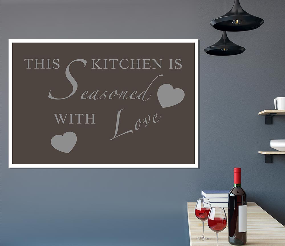 Kitchen Quote This Kitchen Is Seasoned With Love Chocolate Print Poster Wall Art