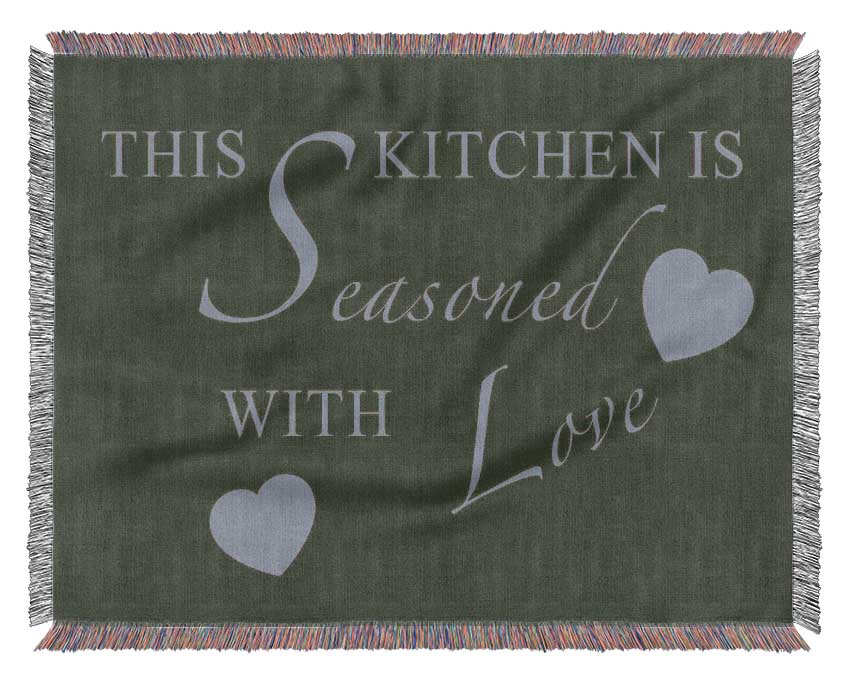 Kitchen Quote This Kitchen Is Seasoned With Love Chocolate Woven Blanket