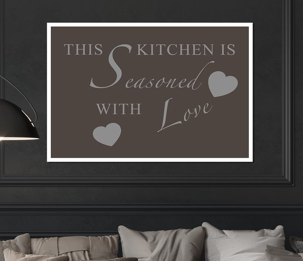 Kitchen Quote This Kitchen Is Seasoned With Love Chocolate Print Poster Wall Art