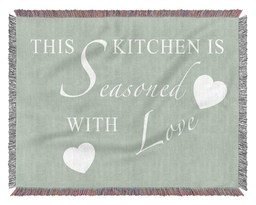 Kitchen Quote This Kitchen Is Seasoned With Love Beige Woven Blanket