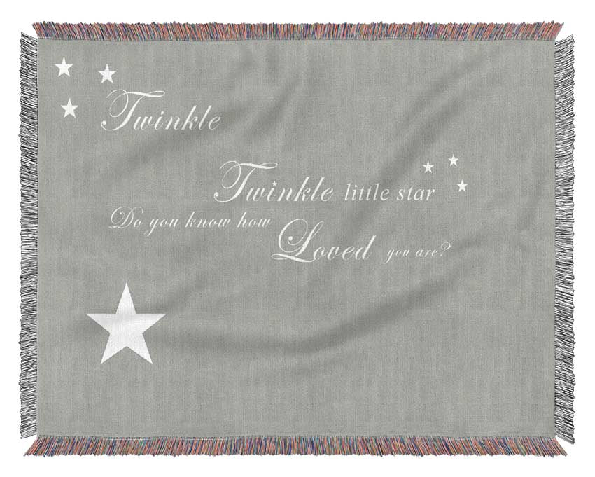 Nursery Quote Twinkle Twinkle Little Star 1 Grey White Woven Blanket