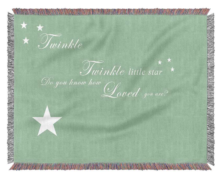 Nursery Quote Twinkle Twinkle Little Star 1 Green Woven Blanket