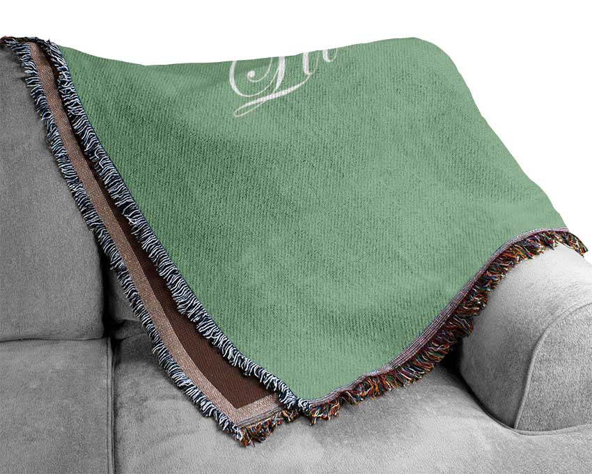 Love Quote Live Love Laugh 2 Green Woven Blanket