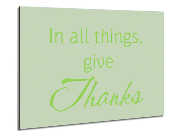 Home Quote In All Things Give Thanks Lime Green