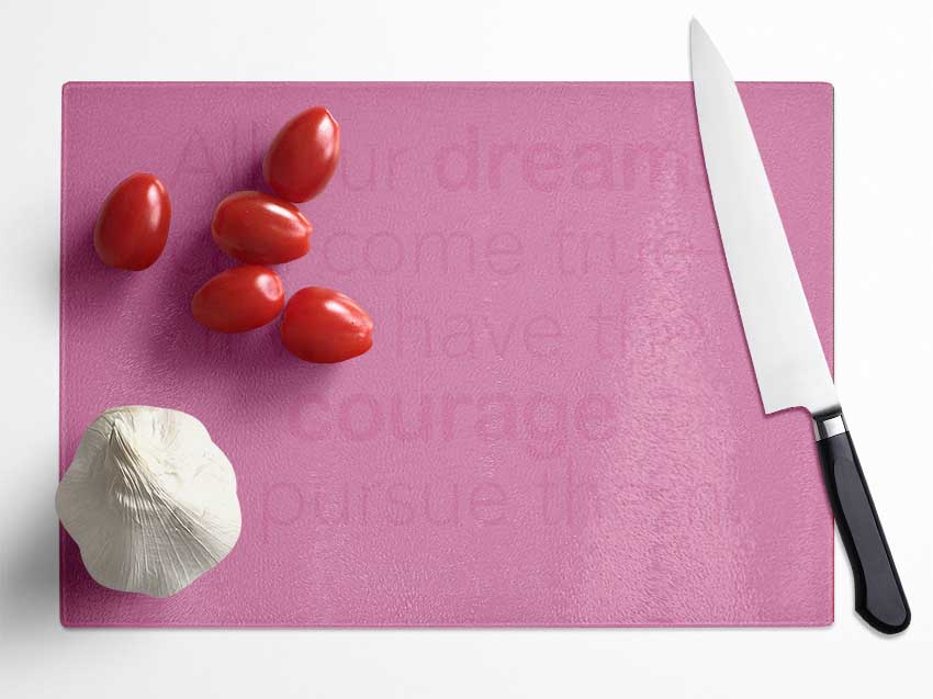 Walt Disney All Our Dreams Pink Glass Chopping Board