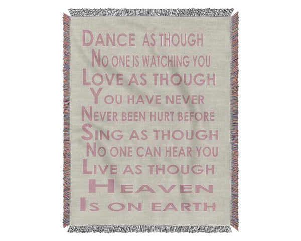 Home Quote Heaven Is On Earth Pink Woven Blanket